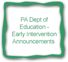 PA Dept of Education - Early Intervention Announcements